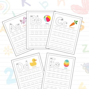 Hoja de trabajo imprimible para trazar letras mayúsculas y minúsculas del alfabeto en edad preescolar / Hoja de trabajo para trazar letras del alfabeto