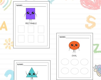 Printable Basic Shapes Tracing for Preschool Activity Worksheet | Shapes Tracing for Kindergarten | Lines Tracing Practice Worksheet