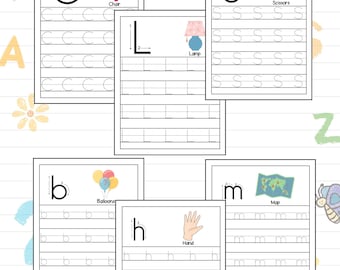 26 Printable Alphabet Tracing Worksheet for Preschool Upper Case and Lower Case Letters, ABC Kindergarten Writing Activity