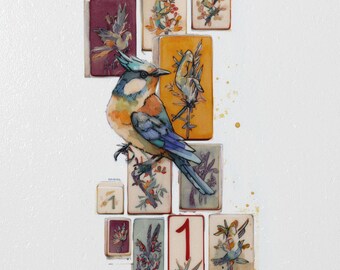 One Bam Bird Mahjong Ceramic Coaster Collector's Edition - Gift for MAHJ Game Lovers