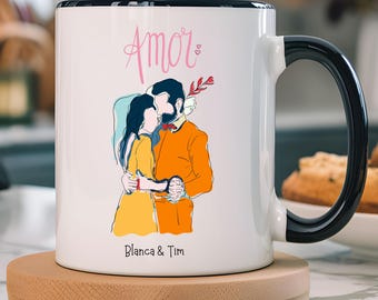 Amor Spanische Tasse: Personalisierte Romantische Keramikkaffeetasse