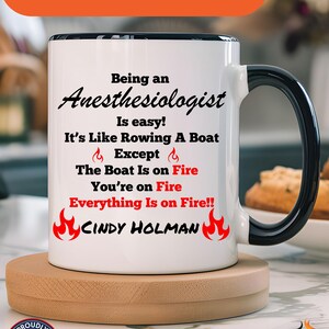 Funny Work Mug, Personalized Mug, Being An Anesthesiologist Is Easy Accent Coffee Cup (11, 15oz), Gift For Coworker, Team Building Merch