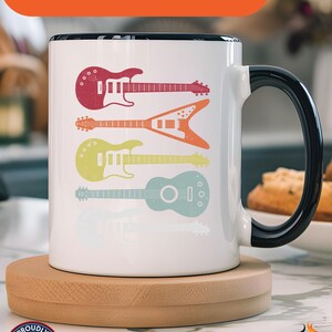 Retro Guitars, Music Lover Accent Cup Personalized Mug, (11, 15oz), Valentine&#39;s Day Couples Gift