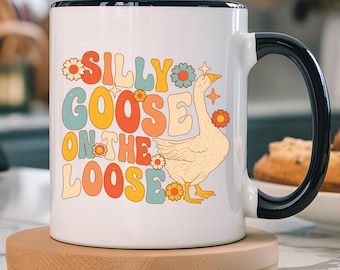 Taza de café con diseño de ganso: un ganso divertido y suelto, regalo para amantes de los animales