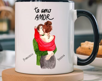 Te Amo Amor Becher, spanische Liebe, personalisiertes Jubiläumsgeschenk