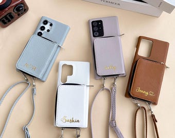 Leather Crossbody Wallet Phone Case, Model: Galaxy S26 S25 S24 Ultra Plus Note
