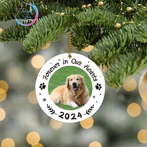 Picture Frame Dog Memorial Ornaments 2024 Forever In Our Hearts Pet Memorial Ornaments , Pet Memorial Gifts, Custom photo Pet, Memorial  Cat