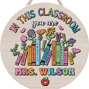 Teacher Day Door Sign, Customized Decor for Classroom, Custom Name Signs for Kindergarten and School, Welcome Door Signs