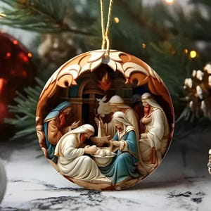 Personalized Nativity Scene Wooden Ornaments 2D Ornament, Nativity Christmas, Christmas Keepsake Ornament 2024, Flat Nativity Ornaments