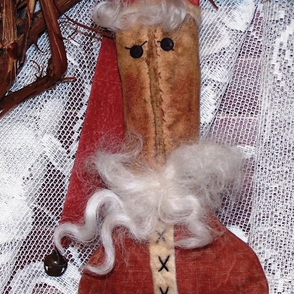 Primitive Santa Prim SANTA ORNIE Easy Ornament Folk Art INSTANT Download Quick and Easy Pattern
