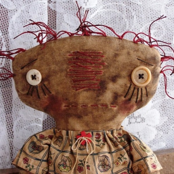 即時ダウンロードパターン Prim RAGGEDY Doll Maggie Rose EPATTERN 簡単クイック＆イージー 非常にプリム