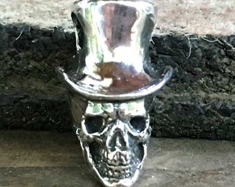 Mr. Bones Sterling Silver Skeleton Head Zombie Bead Handmade Pendant Charm