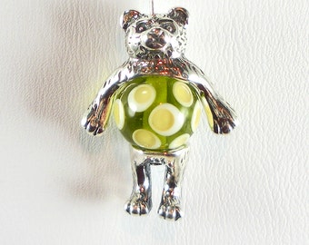 Bear Bead Cap Charm Sterling Silver, Made in the USA