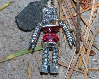 Robot Bead Cap  Sterling Silver Handmade Charm