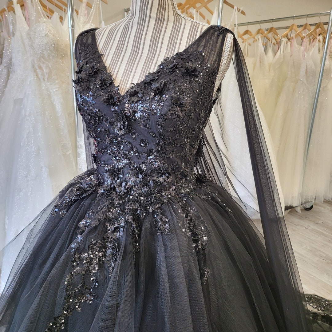 Glitter Black One Shoulder Ruched Wedding Guest Dress with Split main image 1