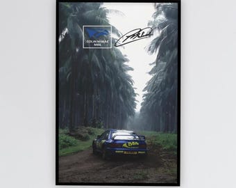 Subaru Impreza Rally car 555 Colin Mcrae signature poster, WRC, Rally legend, Motorsport Decor, Car Enthusiast Art