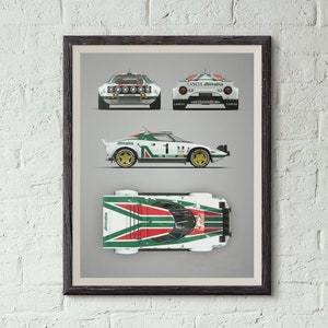 Poster, Lancia Stratos HF Rally Car Vintage WRC Rally Legend Wall Decor Print, Gift for Car Enthusiasts, Home Office Decor, Automotive Art,