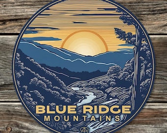 Pegatina de madera recortada de las montañas Blue Ridge