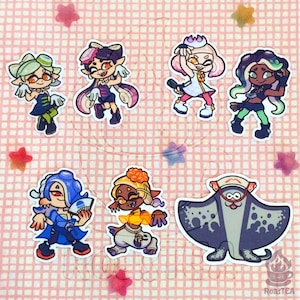 スプラトゥーン グリッター＆マットステッカー＆ステッカーセット | キャリー、マリー、パール・ホウズキ、マリナ・アイダ、シヴァー、フライ、ビッグマン