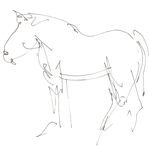 Gestural Horse 8x10 Abstract Art Print Of Gesture Line Drawing Etsy