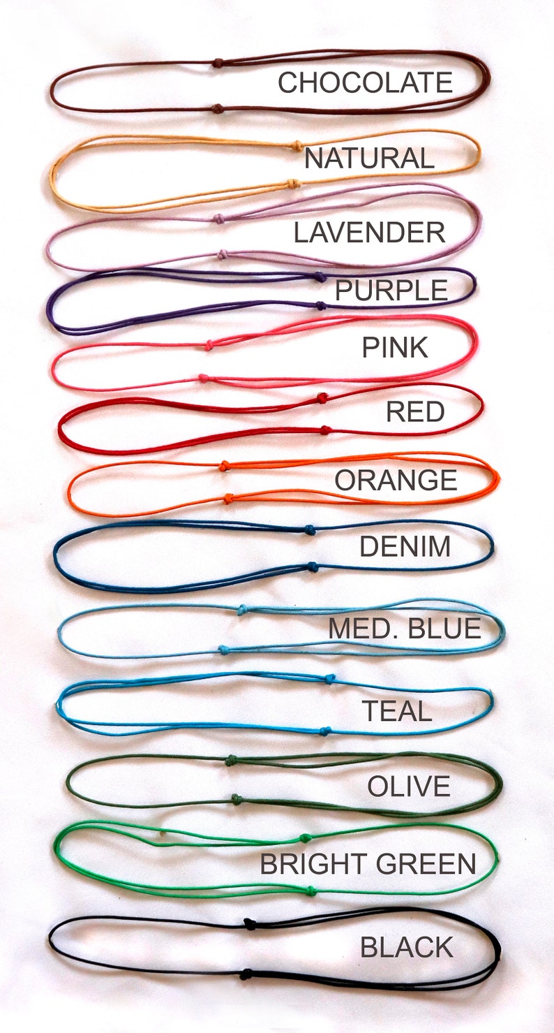 CORD BRACELET/ANKLET Adjustable 2mm Waxed Cotton 13 Colors Adjustable Cord Bracelet Jewelry Supplies image 9