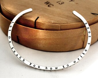 Justin Currie 4-Sided Skinny Stacking Cuff EVERY SONG'S the SAME - Sterling Silver Lyric Cuff Bracelet - Del Amitri - Musician Bracelet