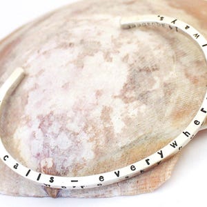 Rumi Quote Sterling Silver Cuff Bracelet: Love Calls Poetry Jewelry