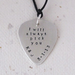 PERSONALIZED GUITAR PICK Necklace Lyric Art Custom Sterling Silver Necklace Rock 'n' Roll Jewelry Song Lyric Art Guitar Pick image 3