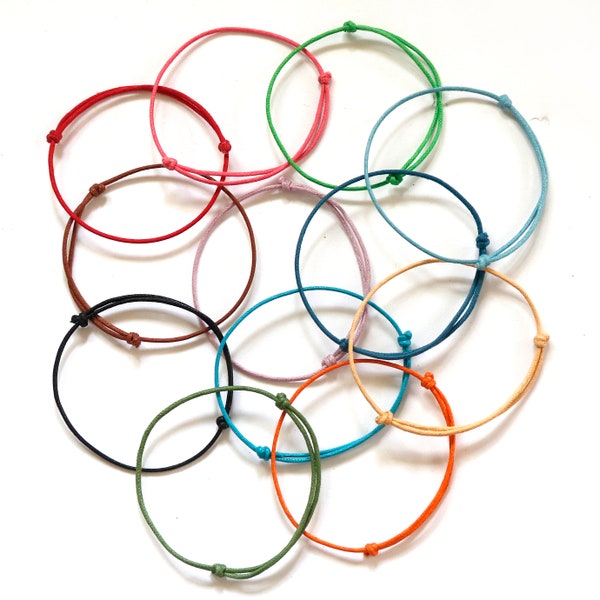 CORD BRACELET/ANKLET - Adjustable 2mm Waxed Cotton - 13 Colors - Adjustable Cord Bracelet - Jewelry Supplies