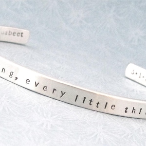 Personalized Sterling Silver Cuff Bracelet: Custom Text, Inspirational Quote