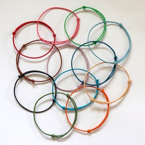 CORD BRACELET/ANKLET Adjustable 2mm Waxed Cotton 13 Colors Adjustable Cord Bracelet Jewelry Supplies image 2