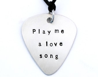 PERSONALIZED GUITAR PICK Necklace -  Lyric Art - Custom Sterling Silver Necklace -  Rock 'n' Roll Jewelry - Song Lyric Art - Guitar Pick