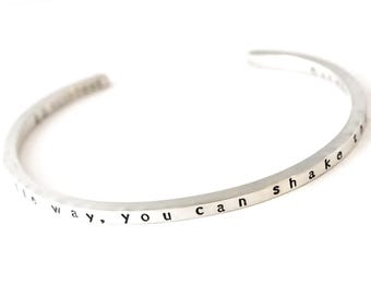 In a gentle way, you can shake the world. - Sterling Silver SKINNY CUFF BRACELET - Gandhi - Inspirational Quote - Graduation Gift