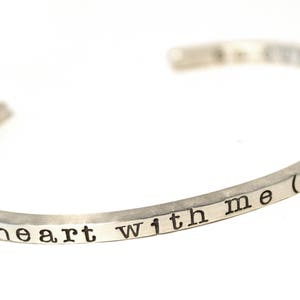 i carry your heart with me - SKINNY CUFF BRACELET - ee cummings Quote - Poetry Jewelry - Customized Jewelry for Her - Friendship Bracelet