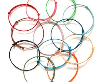 Adjustable Waxed Cotton Cord Bracelet or Anklet - 13 Colors