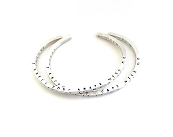 I Carry Your Heart Sterling Silver Cuff Bracelet - ee cummings Poem