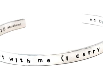 I Carry Your Heart With Me - I Carry It In My Heart Sterling Silver Cuff Bracelet - ee cummings Jewelry