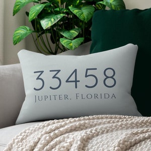 Lumbar Pillow - Personalized Zip Code - Realtor Gift, New House gift, engagement present, housewarming present, cushion cover, throw pillow