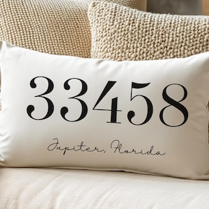 Personalized Zip Code Pillow - Realtor Gift, New House gift, engagement gift, housewarming gift, cushion cover, throw pillow, lumbar pillow