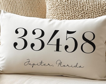Personalized Zip Code Pillow – Custom Housewarming Gift