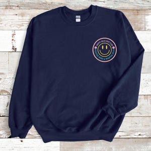 Happy Miles Run Club Sweatshirt for runners, front pocket and back design