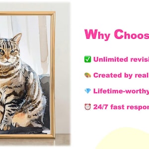 May include: A framed watercolour painting of a tabby cat sitting on a windowsill. The cat has green eyes and is looking directly at the viewer. The painting is in a gold frame and has a white mount.