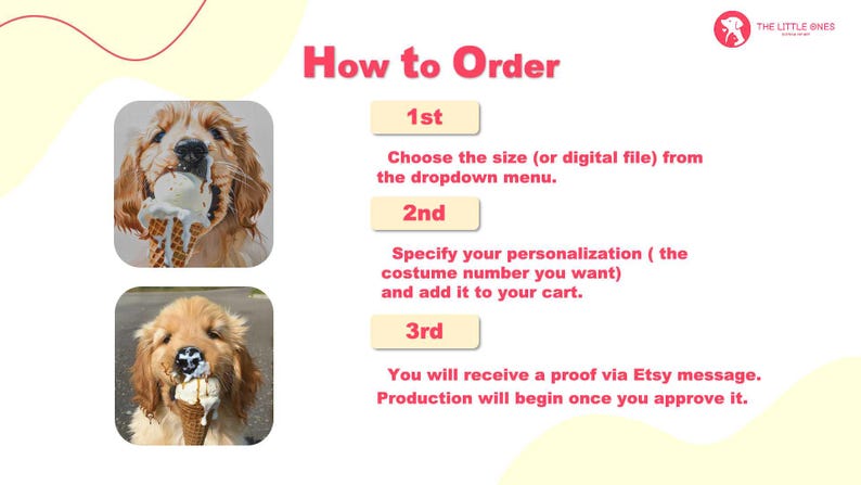 May include: How to order a personalised dog costume. Choose the size, select the costume number, and add it to your cart. You will receive a proof via Etsy message. Production will begin once you approve it.