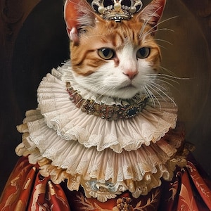 Renaissance Pet Portrait from Photo, Pet Cartoon, Personalized Royal Pet Portrait, Royal Cat Dog Portrait, Pet Lover Gift, Cat Woman Gift