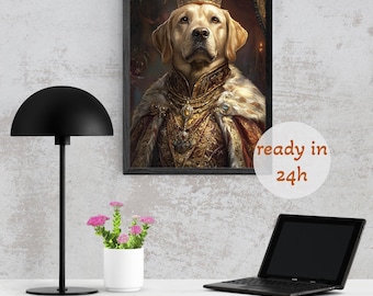 Custom Royal Pet Portrait, Father's day Gift,Christmas gift Gift, Cat, dog, King Queen Pet Loss,Renaissance Regal Portrait