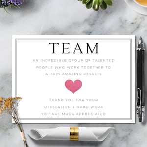 Corporate Thank You Card, Thank You Card for Team, Employee Appreciation Card, Staff Thank You Card, Business Appreciation Card for Employee