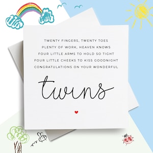Nueva tarjeta de gemelos para bebés, tarjeta de gemelos para bebés recién nacidos, regalo de gemelos para bebés recién nacidos, tarjeta de gemelos para bebés, tarjeta de gemelos para bebés de bienvenida, felicitaciones a nuevos gemelos para bebés
