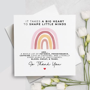 Carte de remerciement pour professeur, carte de remerciement pour tuteur, carte de remerciement pour éducateur, carte de professeur de fin d'année, carte de remerciement pour professeur, cadeau pour professeur