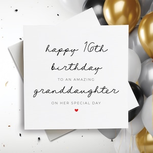 Alles Gute zum 16. Geburtstagskarte für Enkelin, 16. Geburtstagskarte für Enkelin, Sechzehn Geburtstagskarte Geschenk für Enkelin, Geburtstagsgeschenk