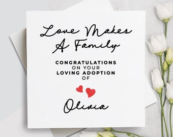 Carte d&#39;adoption, Carte d&#39;adoption personnalisée, Carte d&#39;adoption personnalisée, Enfant placé dans la famille d&#39;accueil, Parents de famille d&#39;accueil, Carte d&#39;un nouveau-né, Carte de félicitations